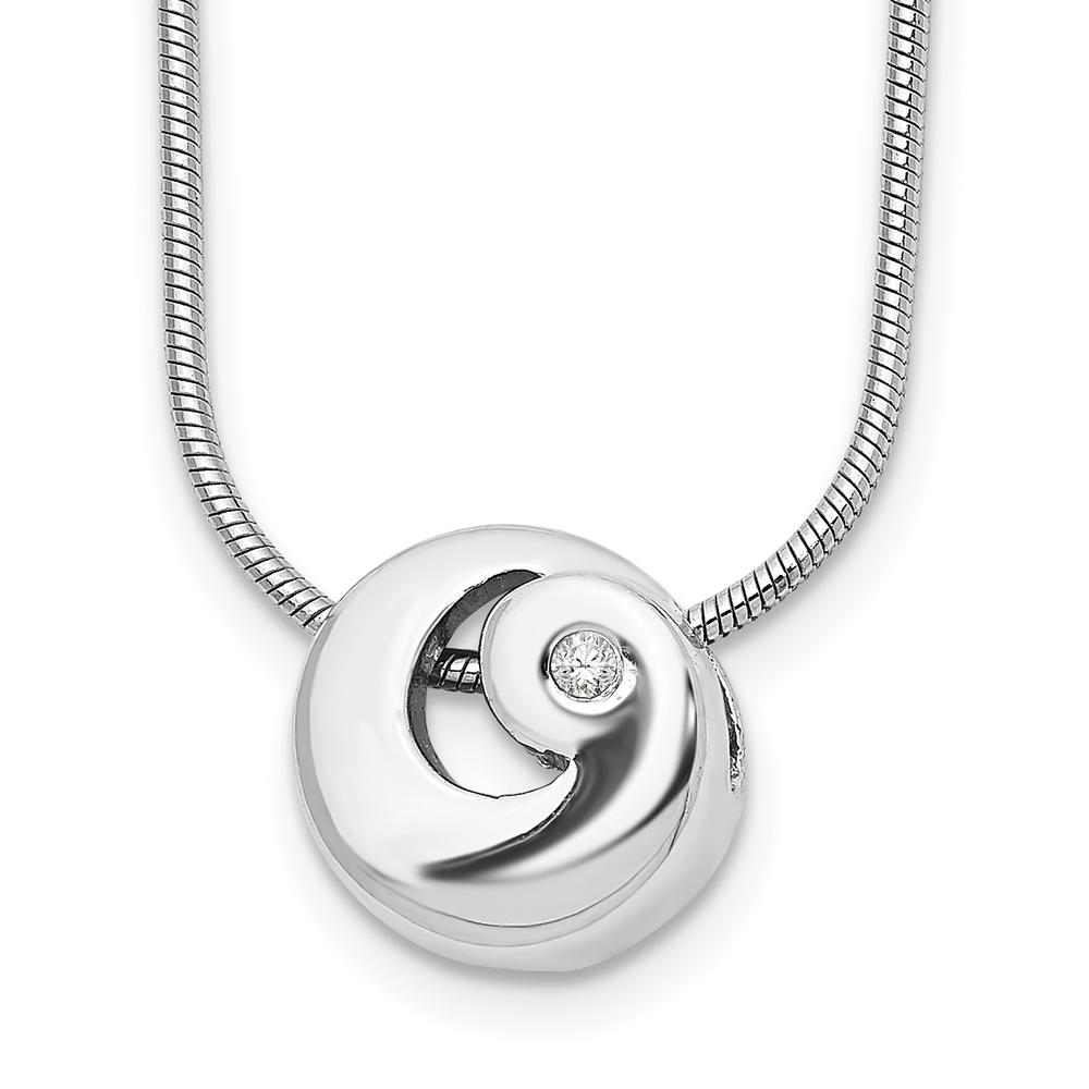 925 Sterling Silver Rhodium-plated 18 Inch Diamond Necklace, 2" Ext.